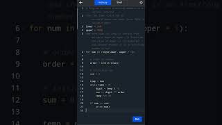 #python 31.Armstrong Number in Interval | #shorts