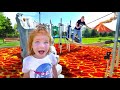 ESCAPE the LAVA MONSTER! The Floor is Lava Challenge at a New Park with Mom! (follow the trail game)