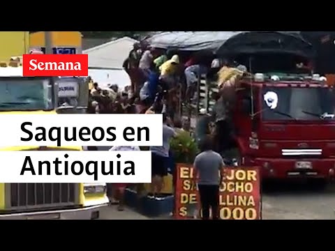 Camioneros denuncian saqueos en medio del paro de mineros en Antioquia | Semana TV