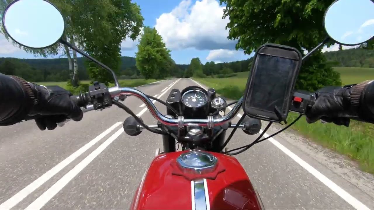 Cezet 350 serpentyny Małastów / CZ riding uphill/downhill