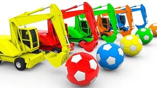 Colors for Children to learn w Excavator and Soccer balls - Learn Colors for Kids