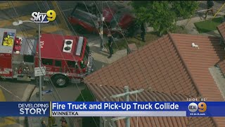 2 Firefighters Injured After Truck, Engine Collision