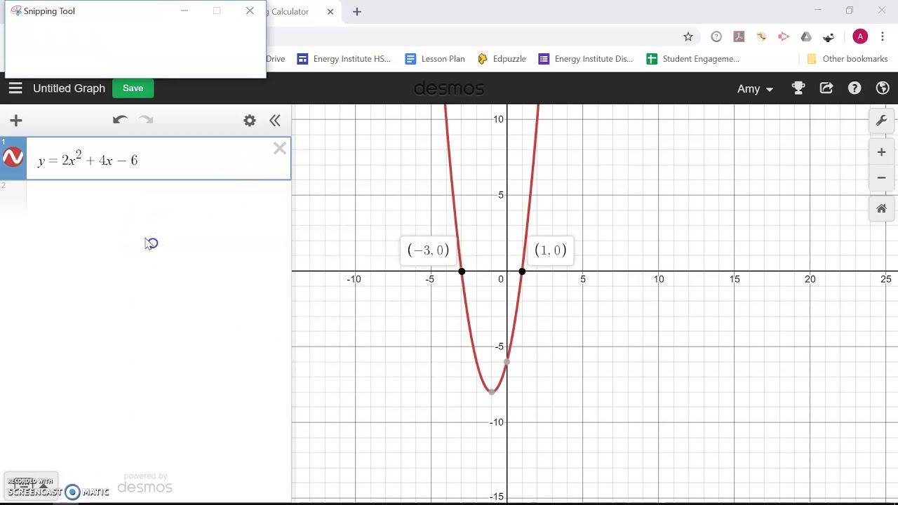 Homework Help - Solving Quadratic Equations by Graphing using Desmos ...
