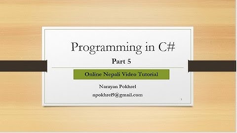 Part 5 c# (Nepali) various type of operator