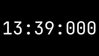 Countdown timer 13 minutes, 39 seconds [13:39:000] - White on black with milliseconds