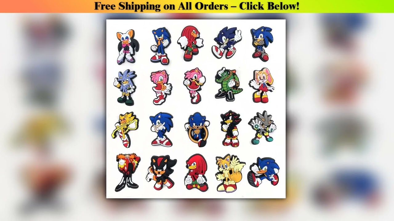 20pcsset Game Cartoon Hedgehog Hole Shoes Shoes Flower Toys Sonic Action Figures PVC Decorative Buc