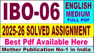IBO 06 solved assignment 2025-26 || ibo 06 solved assignment 2026 in English || ignou ibo6
