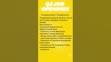 QA JOB OPENING FOR AUTOMATION TESTING #viral #trending #selenium #automation #qa #yt #ytshorts