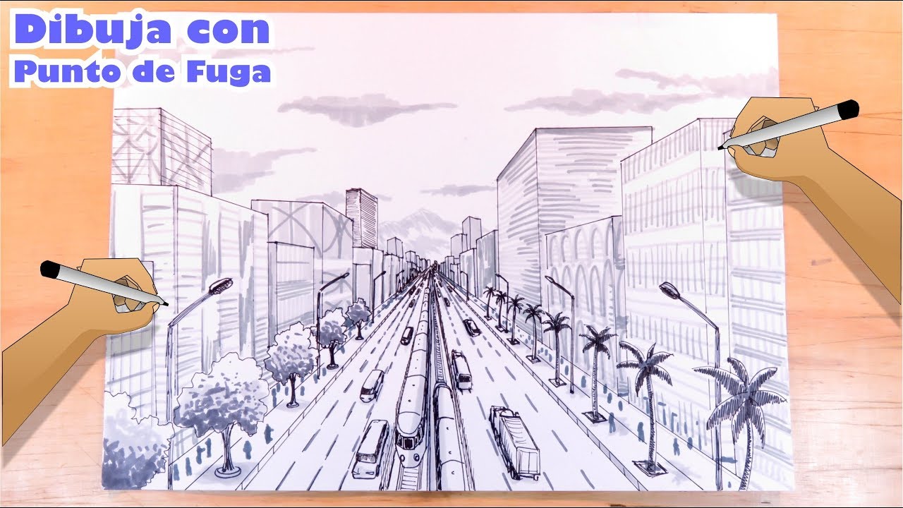 Cómo dibujar una ciudad con Punto de Fuga - YouTube