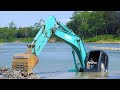 Kobelco sk200 excavators drowned heavy recovery from the river