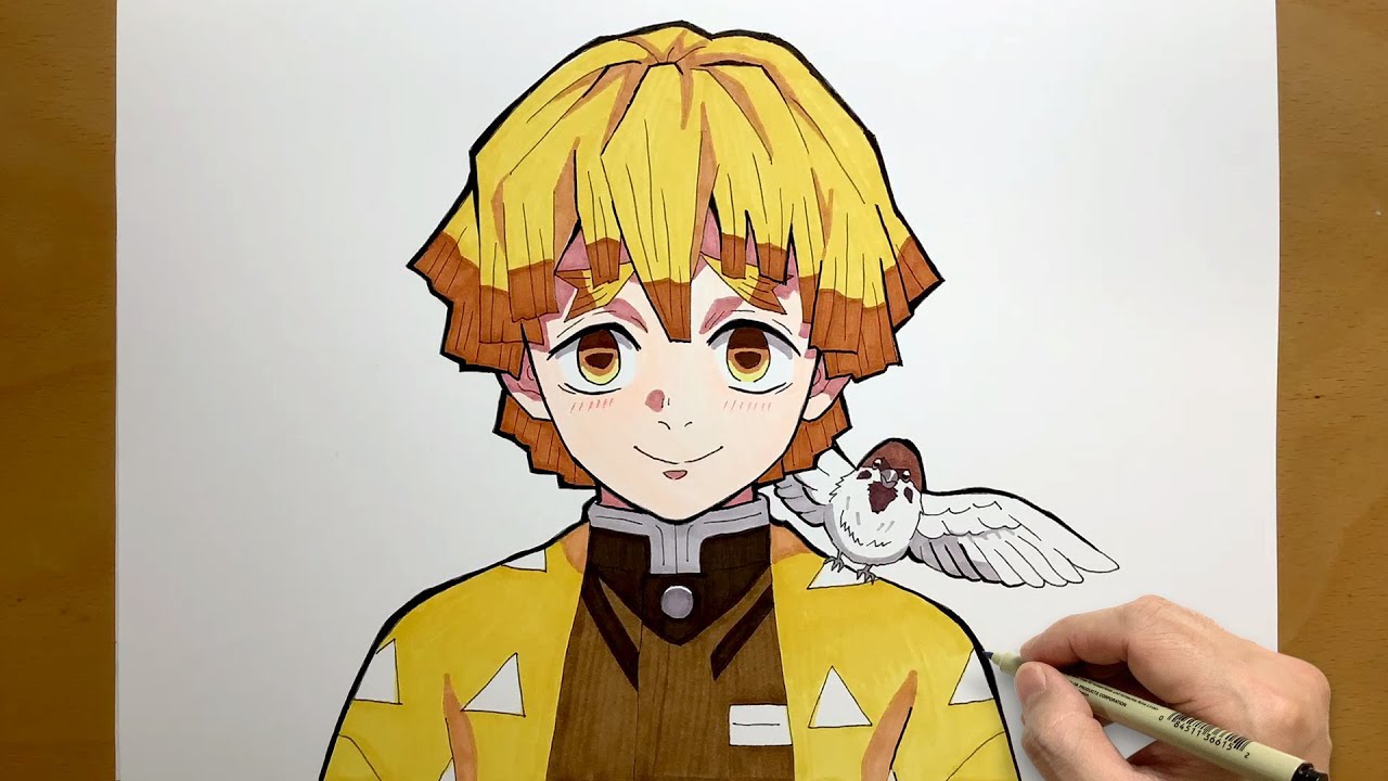 How to draw Zenitsu Agatsuma from Demon Slayer | Kimetsu no Yaiba