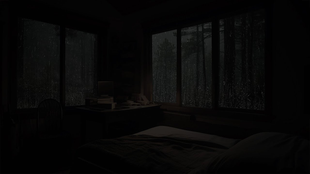 Lying inside a dark room listening to rain in deep forest forget everything tonight and go to sleep