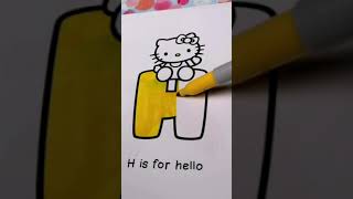 Colouring a Hello Kitty and Alphabet Letter H l Cartoon Coloring pages l Fizzi Fingers l #shorts