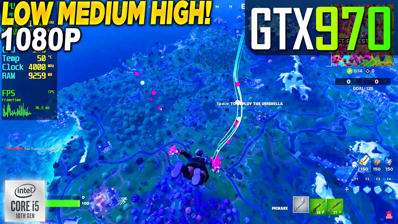 Fortnite Chapter 6 GTX 970 + i5 10400F - 1080p Low, Medium, High Fortnite Chapter 6 GTX 970 + i5 10400F - 1080p Low, Medium, High