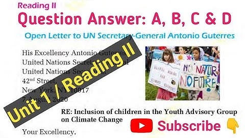 Class 10 || Unit 1 || Open Letter to UN Security -General Antonio Guterres|| Exercise Solution