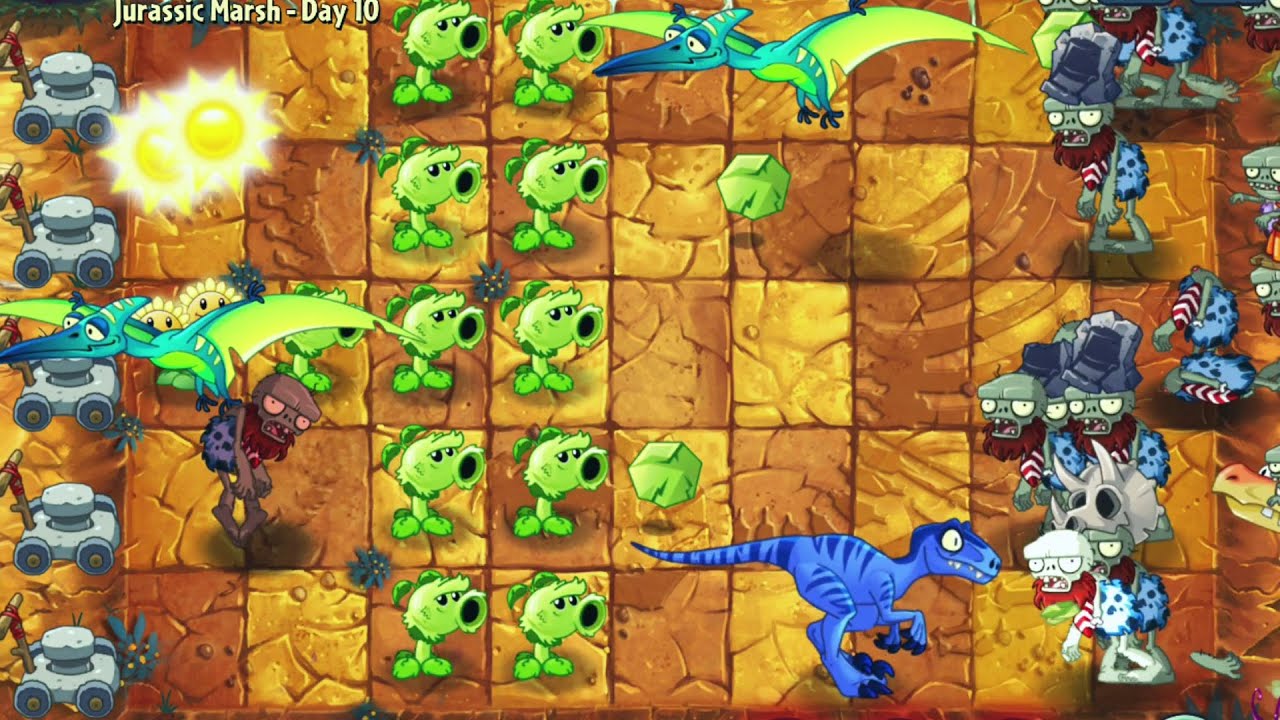 Plants vs zombies 2 Jurassic Marsh Day 1 to Day 2 Gameplay Walkthrough ...