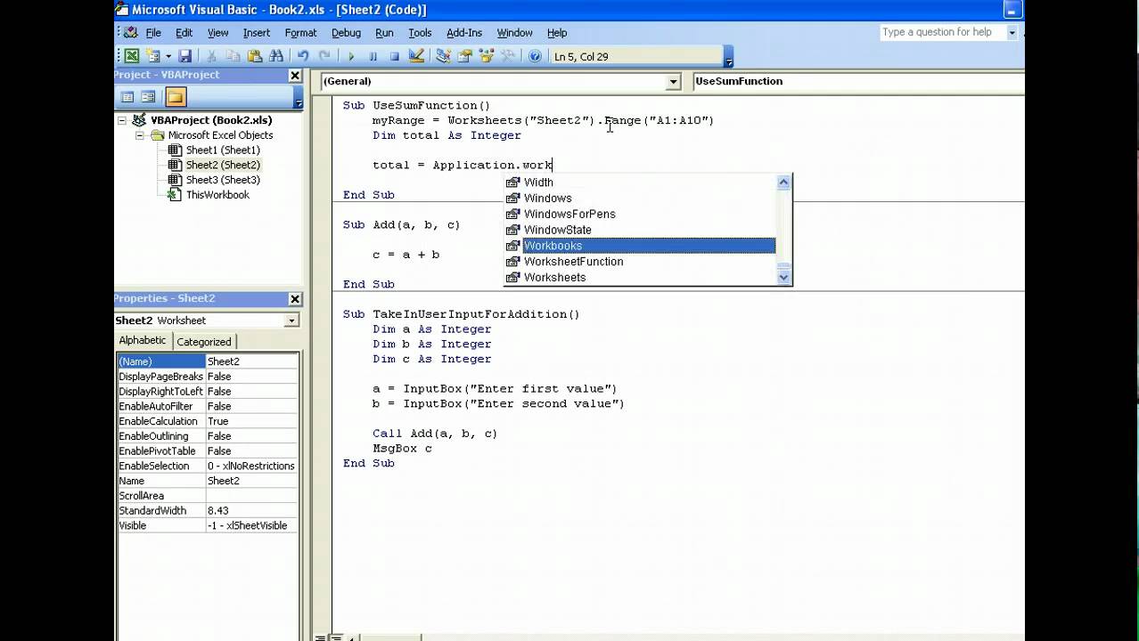 Worksheet Functions - Excel VBA - YouTube