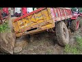 Mahindra yuvo 475 tractor stuck in mud 4 Rescued by four tractors Telugu videos