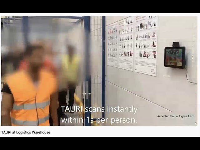 Logistics Warehouse Employees getting their temperature checked before work.