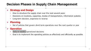 SCM Topic 1 - 4. Decision Phases in Supply Chain Management