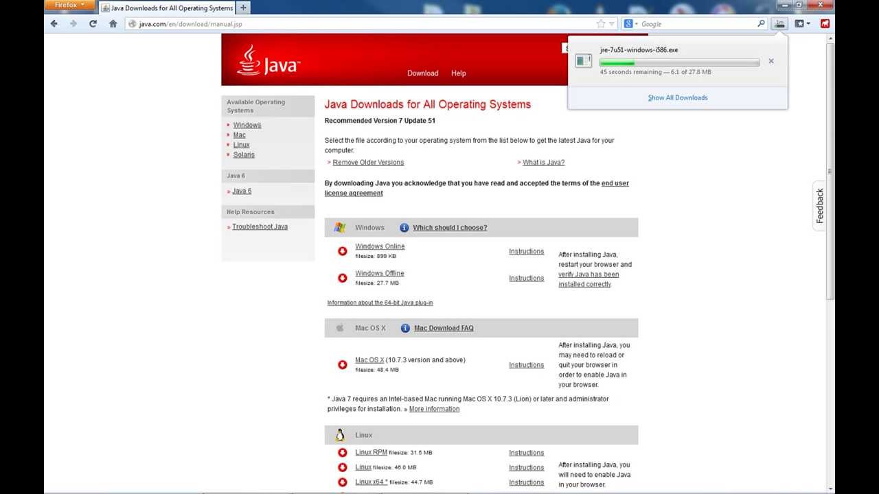 java download windows 7