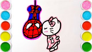 CUTE Spiderman and Hello Kitty Drawing for Kids easy drawing tutorial for toddlers step by step