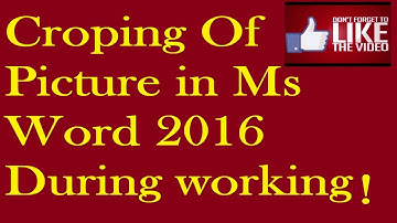 How to Crop a Picture in Ms Word 2016 Tutorial for beginner in Hindi Urdu