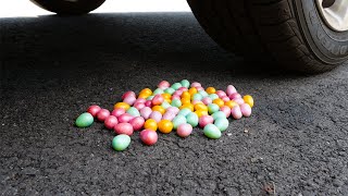 Crushing Crunchy & Soft Things by Car! - EXPERIMENT Chocolate Eggs vs Car by Galaxy Experiments 15,207 views 3 years ago 1 minute, 18 seconds