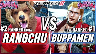 T8 🔥 Rangchu (#2 Ranked Kuma) vs Buppamen (#1 Ranked Steve) 🔥 Tekken 8 High Level Gameplay