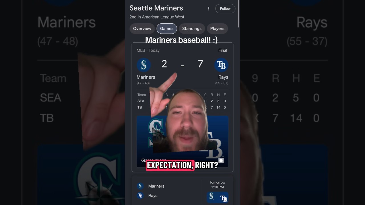 Mariners are meeting my expectations right now