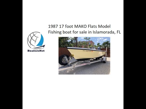 1987 17 foot MAKO Flats Model Fishing boat for sale in Islamorada, FL. $25,000. @BoatersNetVideos