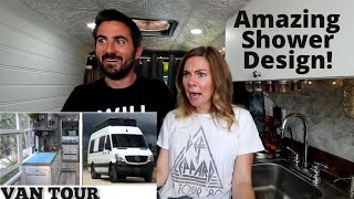 VAN TOUR REVIEW Luxury Build with Amazing Shower and Bathroom Design | FnA Van Life