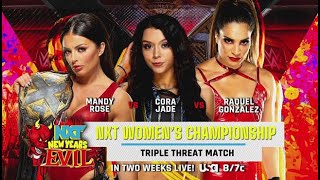 Wwe Nxt New Years Evil 2022 Mandy Rose Vs Cora Jade Vs Raquel Gonzalzez Official Match Card
