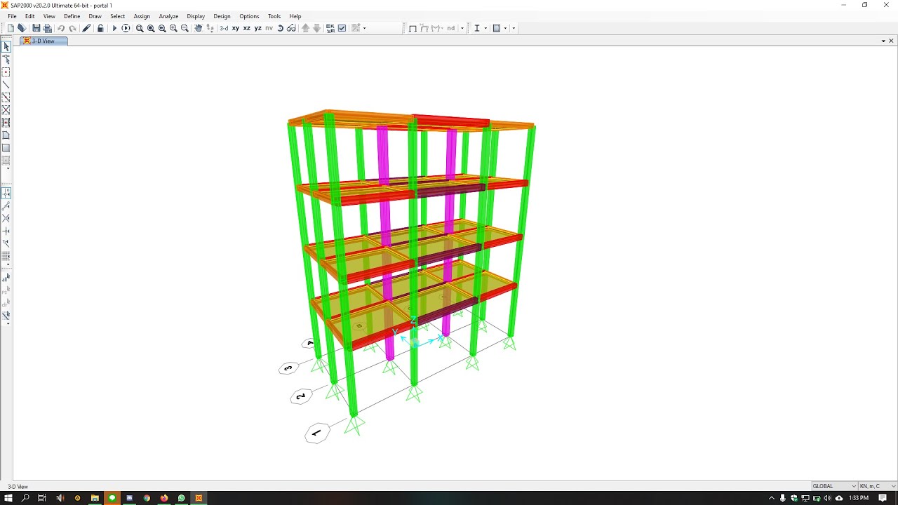 [TUTORIAL SAP2000] - 3D Portal (dari 0 hingga beban gempa) - YouTube