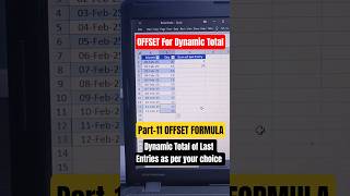 🔥 Part - 11 OFFSET Formula | Dynamic Total of Last Entries as per your choice | #shorts #ytshorts