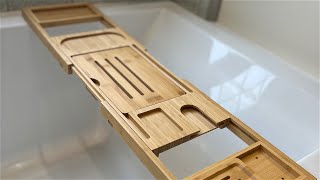 Yirilan Premium Bamboo Expandable Bathtub Tray Caddy