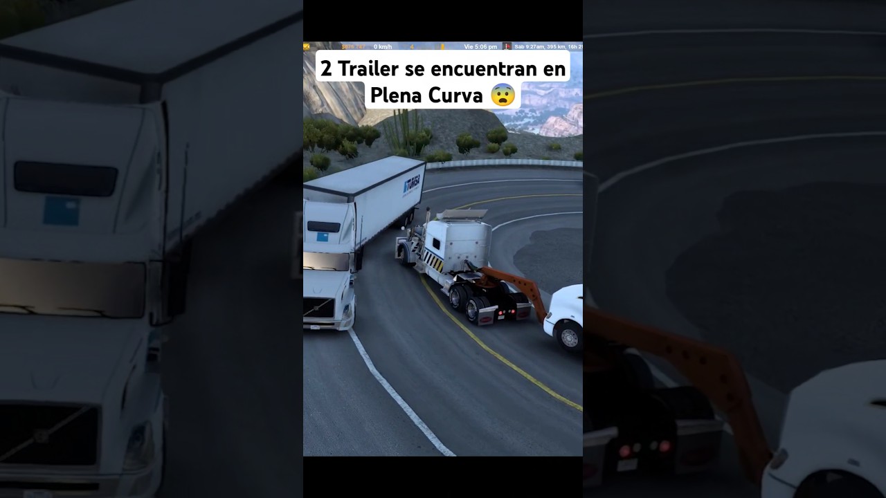 2 Tráiler se encuentran en plena Curva 😨 #truck #simulator #trailer #american #camion