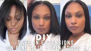 DIY Tape In Extensions on Fine Hair + Thin Edges | Easy + Flat| No Tension| Amazon Hair