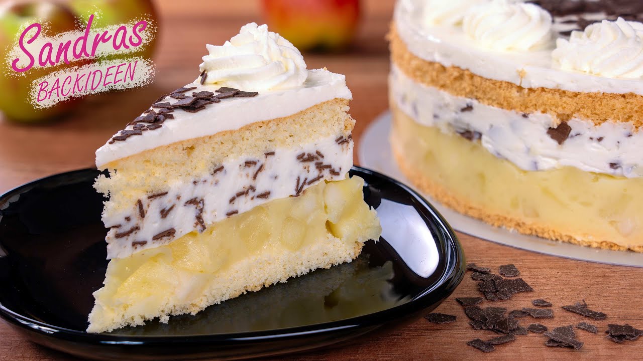 Apfelkuchen mit Eierlikör und Stracciatella-Creme | Apfeltorte