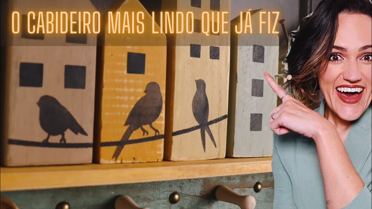 Decoração linda: Resto de madeira, tintas e stencil/ cabideiro MARAVILHOSO