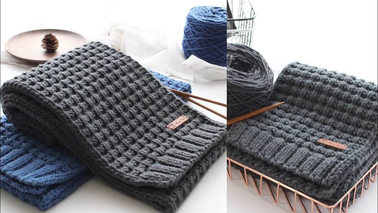 Knitting scarves || Hướng dẫn đan khăn Hoạ Tiết Chữ Thập chi tiết cho người mới bắt đầu