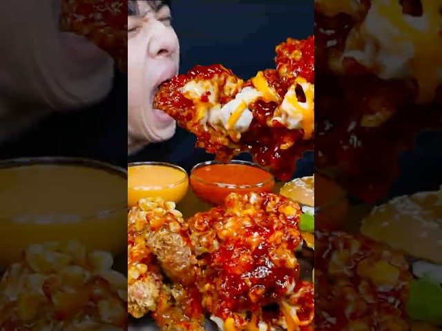 짜파구리 & 핫치즈빅싸이치킨 & 햄버거 먹방 SPICY BLACK BEAN NOODLES & SPICY CHICKEN & BURGER MUKBANG