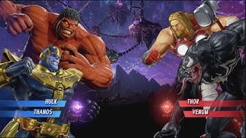 Red Hulk and Thanos vs Thor and Venom - MARVEL VS. CAPCOM: INFINITE