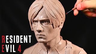 Leon Kennedy with gear Resident Evil 4 clay sculpture |かけてバイオハザードのレオンの小さな彫刻を作りました