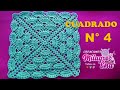 CUADRADO A CROCHET PASO A PASO en punto abanicos y garbanzos para colchas y cojines