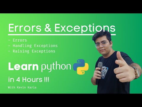 13. Errors & Exceptions | Learn Python in 4 Hours! | Kevin Karia #coding #python #crashcourse