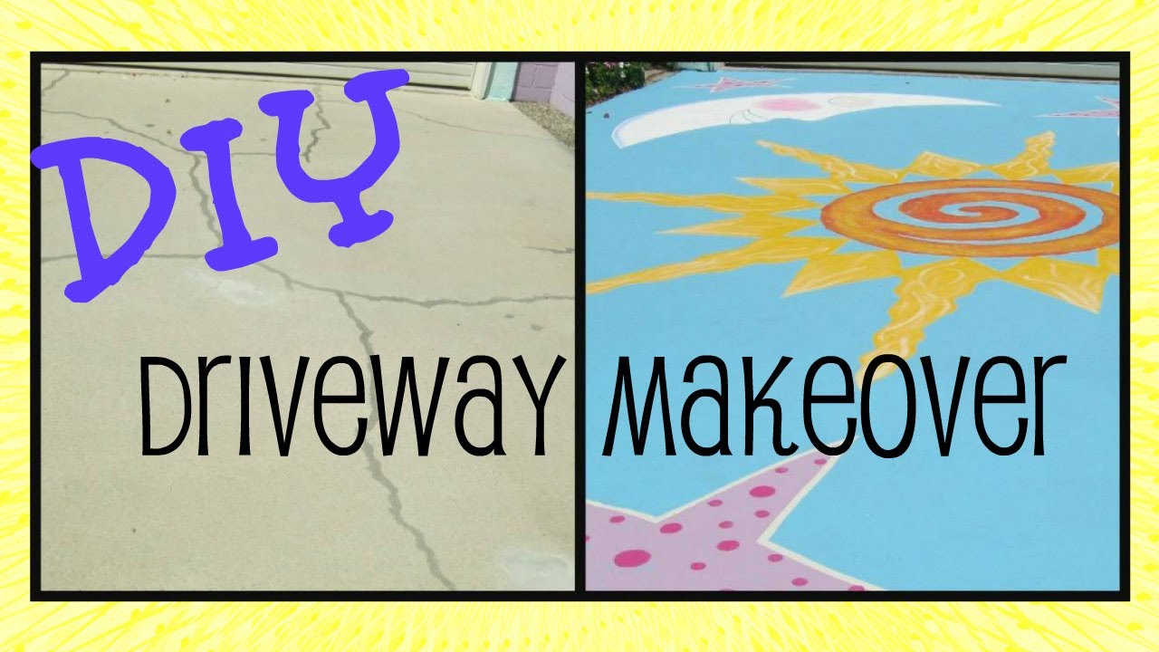 DIY driveway makeover patching and painting old cracked driveway