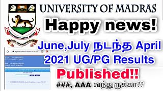 Madras University April 2021 exam results published for all ug and pg courses 👍