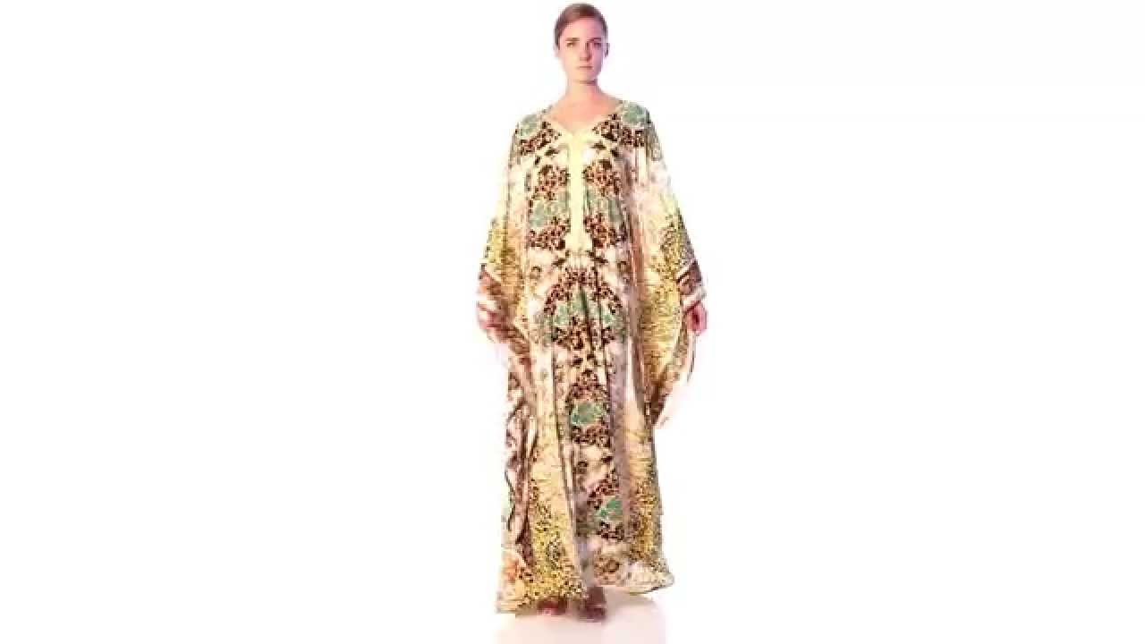 Reeta Noa jellabiya citrus green Arabic Dress For Women Free Size, Italian Print Green