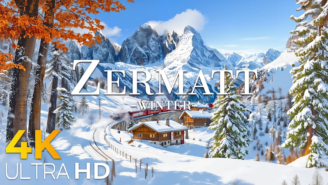 Zermatt Winter 4K ❄️ Snowy Swiss Alps & Peaceful Mountain Village Cinematic Film